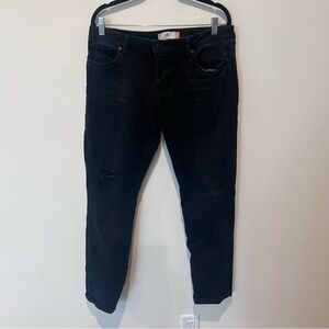 Women's CABi Black Slim Boyfriend Distressed Jeans Size 10 Cotton Mid Rise